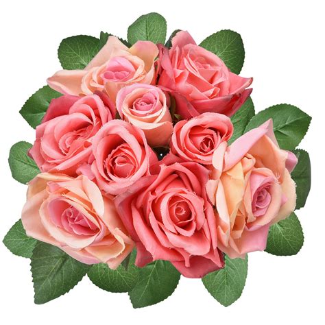 Coolmade Artificial Flower Rose Bouquet Fake Flower Silk Plastic