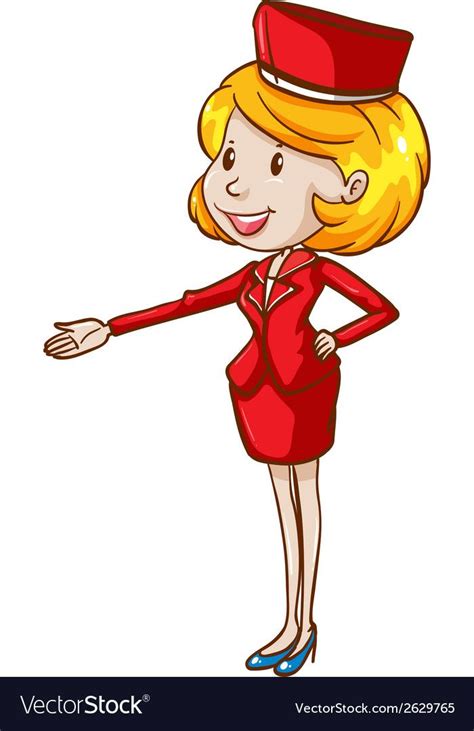 An air hostess wearing a red uniform Royalty Free Vector | Vector free, Royalty free, Vector images