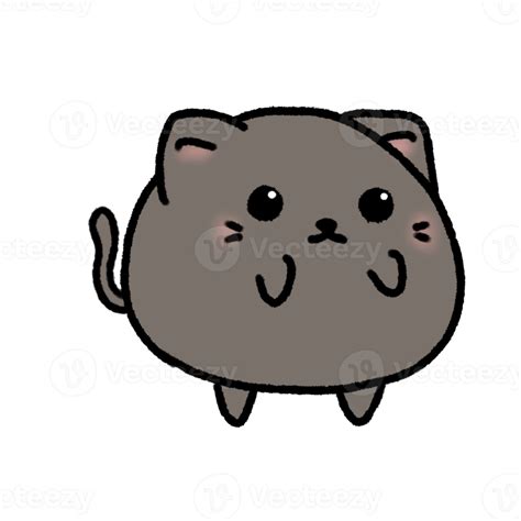 Free Hand Drawn Cute Dark Brown Cat Kitten Cute Animal Character