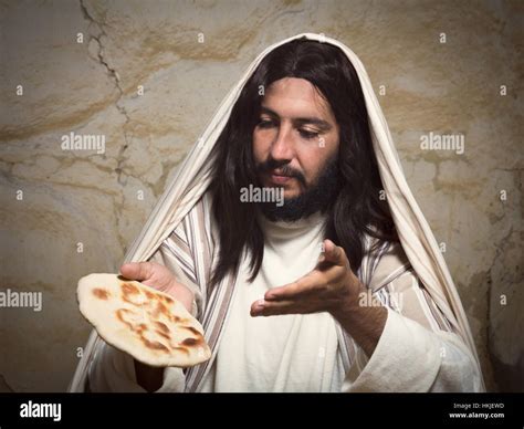 Authentic Reenactment Scene Of Jesus Breaking The Bread During Last