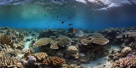 Premium Ai Image Under The Water Underwater Panorama With Coral Reefs