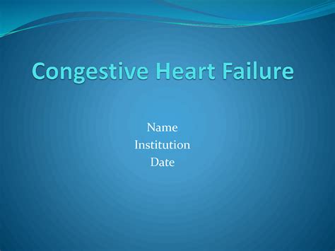 Solution Congestive Heart Failure Studypool