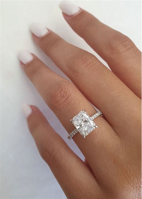 Radiant Cut Wedding Ring 14k White Gold Anniversary Ring Etsy