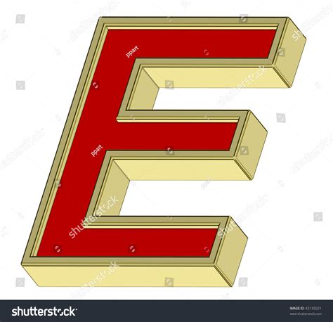 One Letter From Red With Gold Frame Alphabet Set Isolated On White