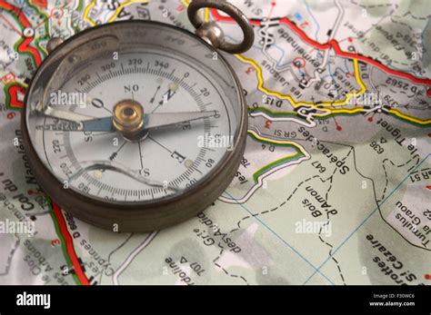 The Compass And Map Stock Photo Alamy