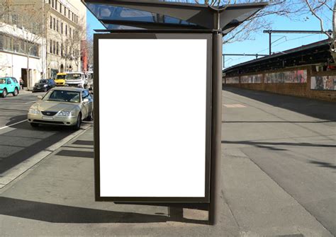 It features four photorealistic styles with four psd files. Outdoor Bus Stop Poster Mockup One - PitchStock