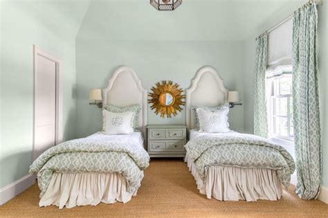 A mint green and white palette enhance this guest bedroom in a tuxedo park, new york, home. Mint Green Bedrooms - Transitional - girl's room - Talbot ...