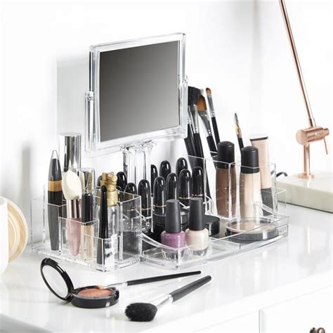 Acrylic Makeup Organiser With Mirror Beautify Makeup Organizer With