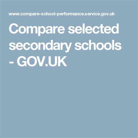 Compare Selected Secondary Schools Govuk Secondary School School