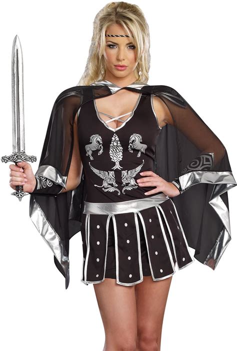 glorious gladiator female roman soldier black and silver imaginations costume and dance