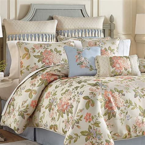 Croscill Carlotta Floral 4 Piece Comforter Set California King Blue Comforter Sets Bed