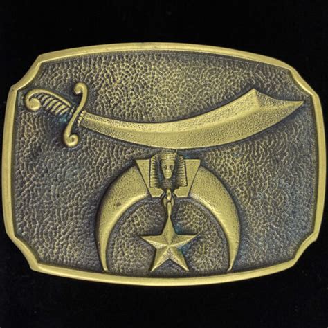 Vintage 1970s Nos Shriner Mason Masonic Freemason Masonry Brass Belt