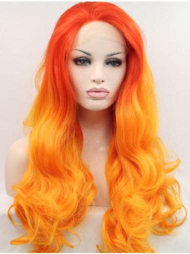 Synthetic Lace Front 25 Curly Ombre2 Tone Without Bangs Long Wigs