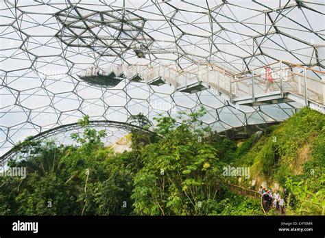 The Eden Project Rainforest Biome Greenhouse Cornwall England Stock