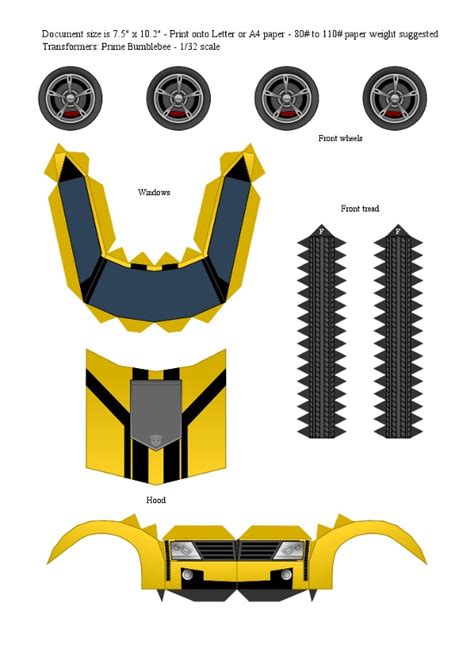 Tfp Bumblebee Yellow Papercraft Template By