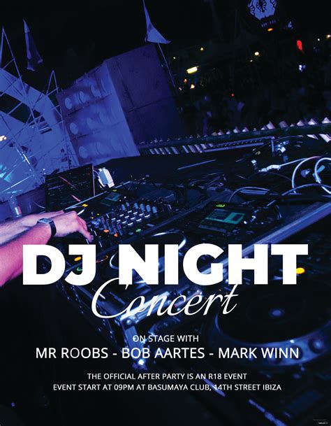 Free Dj Night Concert Flyer Template Adobe Photoshop Illustrator