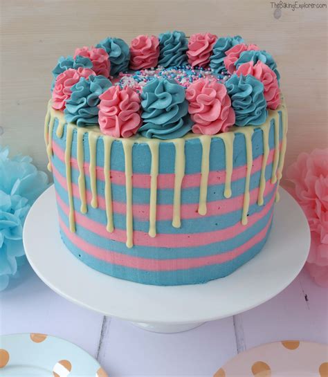 The standard kind of gender reveal: Baby Gender Reveal Cake - The Baking Explorer