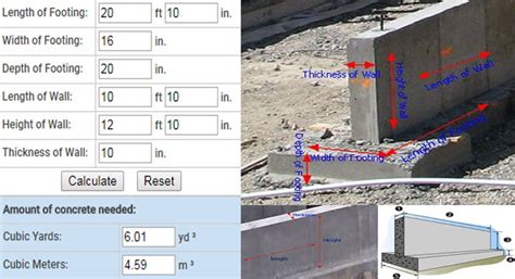 Concrete Calculator For Footings And Wall Section Concrete Wall