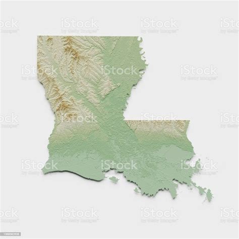 Louisiana Topographic Relief Map 3d Render Stock Photo Download Image