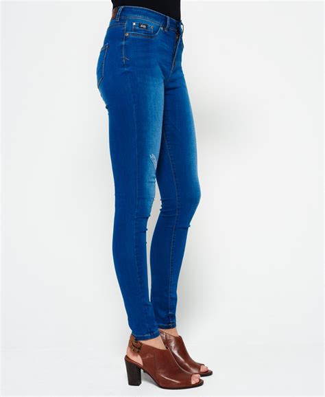 Womens Sophia High Waist Super Skinny Jeans In Blue Superdry Uk