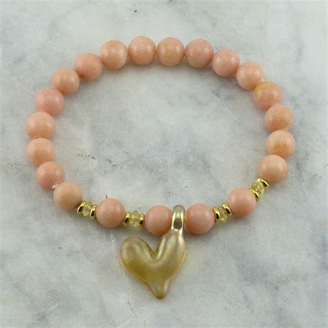 Heart Of Gold Mala Bead Bracelet 21 Tangerine Quartz Mala Beads