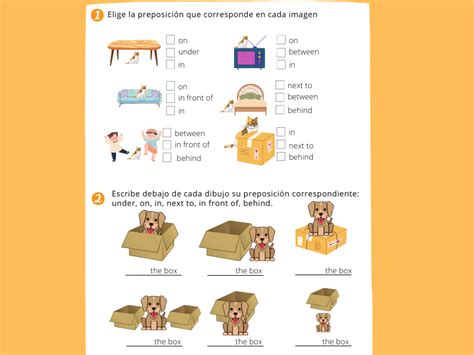Preposiciones En Inglés Ficha Escolar Para Niños