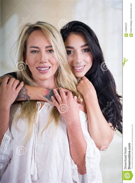Close Up Of A Lesbians Lovers In A Room At Morning And