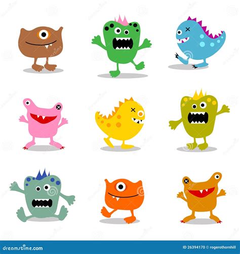 Set Of Cute Little Monsters 1 Stock Vector Illustration Of Colorful