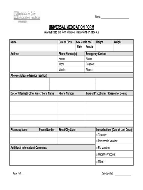 Medication List Form Fill Out And Sign Printable Pdf Template