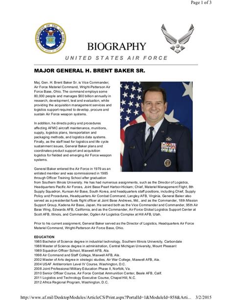 Air Force Enlisted Biography Example Airforce Military