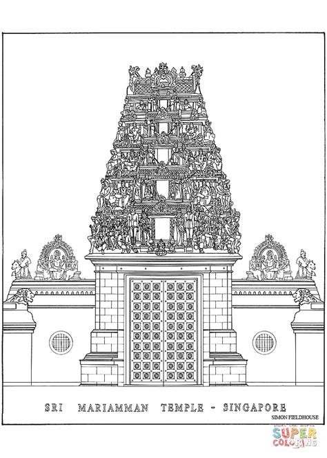 Make a coloring book with asian elephant hindu for one click. Sri Mariamman Temple in Singapore coloring page | Free ...