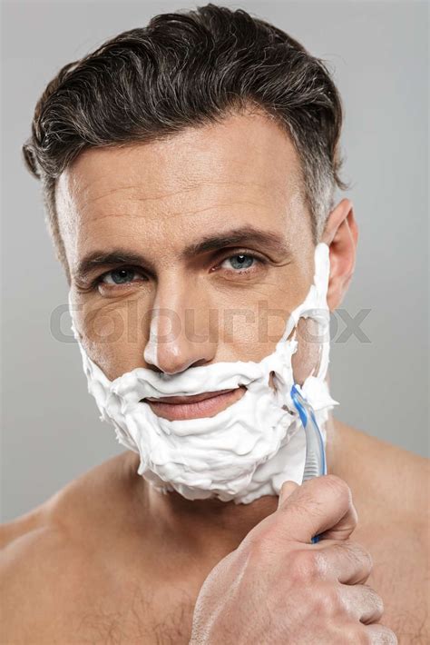 Mature Man Naked Shaving Stock Image Colourbox
