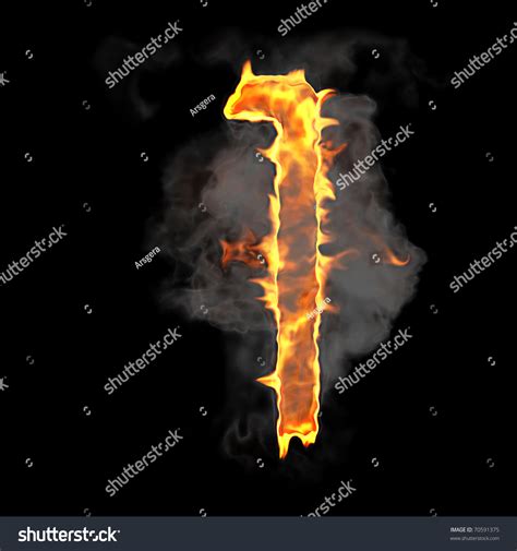 Burning Flame Font 1 Numeral Over Stock Illustration 70591375