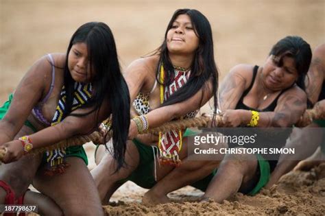 brazilian indigenous women of the kraho tribe participate in a tug of news photo getty images