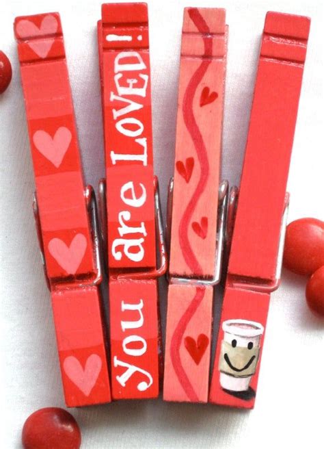You Are Loved Coffee Hand Painted Magnetic Clothespin Etsy Wooden