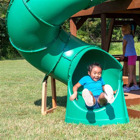 Backyard Discovery Tall Spiral Tube Slide Left Exit Green Mounts