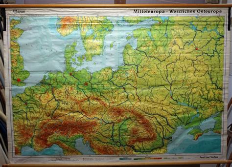 Vintage Rollable Map Central Europe Western Eastern Europe Wall Chart