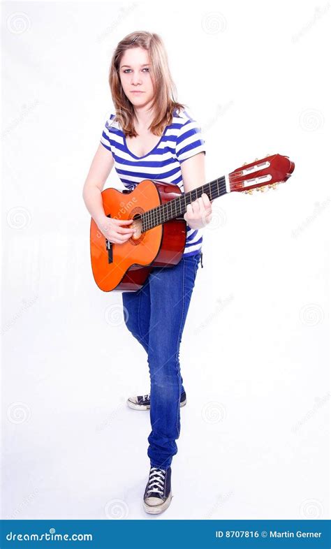 Woman With Acoustic Guitar Stock Photo Image Of Young 8707816