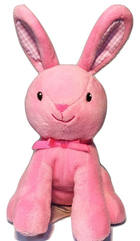 Prestige Baby Pink Bunny Rabbit Plush Gingham Stuffed Animal Easter Toy