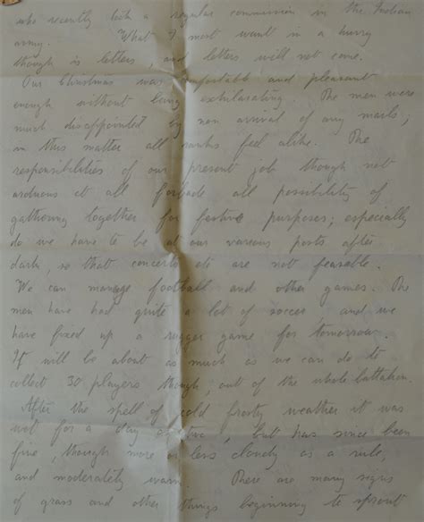 January 1st 1918 Letter From Cyril Sladden To His Father Julius