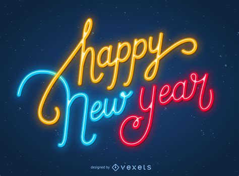 Happy New Year Neon Sign Vector Download