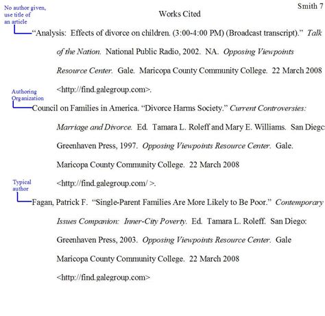 Mla In Text Citations And Works Cited Pages