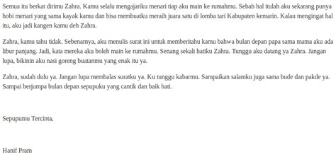 Yakni surat resmi dan surat tidak resmi. Contoh Surat Pribadi Untuk Sahabat Yang Singkat - Contoh ...