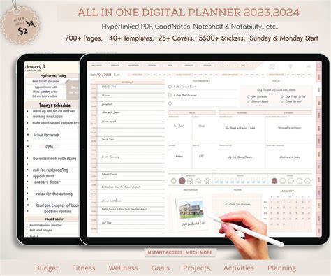 Remarkable Template 2023 2024 All In One Digital Planner Etsy