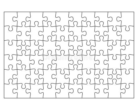 Blank Jigsaw Puzzle 60 Pieces Simple Line Art Style For Printing And