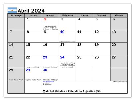 Calendario Abril 2024 Argentina Ds Michel Zbinden Ar