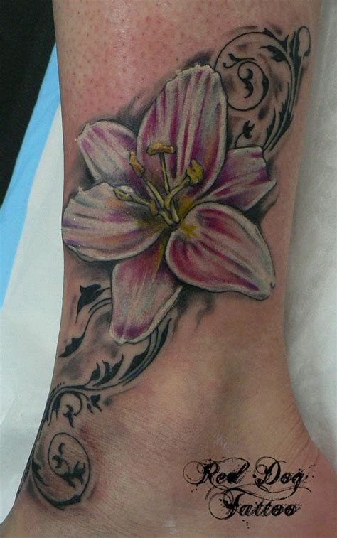 Ankle Lily Flower Tattoo On Ankle Lily Tattoo Lily Flower Tattoos