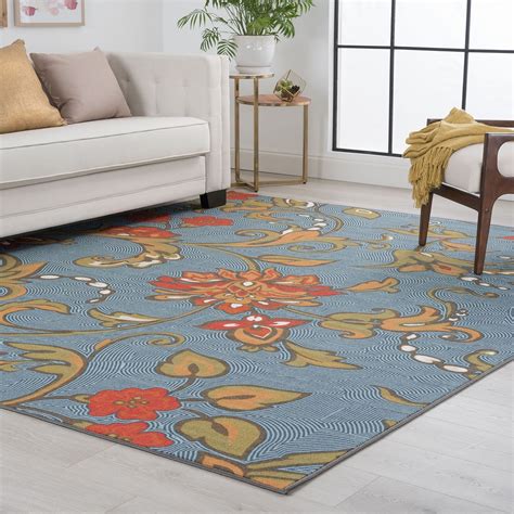 Alise Rugs Majolica Transitional Floral Area Rug Navy 53 X 73