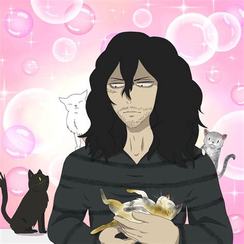 Mr Aizawa With Cats By Citrusleaf On Deviantart