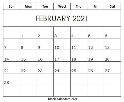 2021 calendar with holidays, notes space, week numbers 2021 or moon phases in word, pdf, jpg, png. Editable Feb 2021 Template | Free Blank Printable Calendar 2021